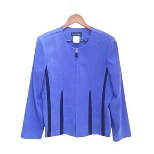 Vintage 80's Blazer Faux Vegan Suede Scoop‎ Neck Zip Up Cutout Purple Devo 14